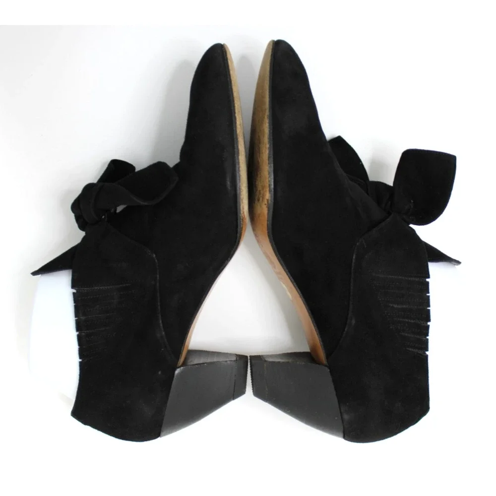 Vintage 90s Carla Marchetti Heels 38.5 Italy Bootie Suede Leather Bow Tie
